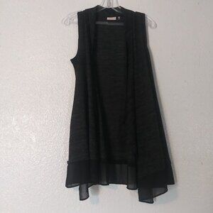 Logo by Lori Goldstein women's size S gray marbled sleeveless cardigan sweater